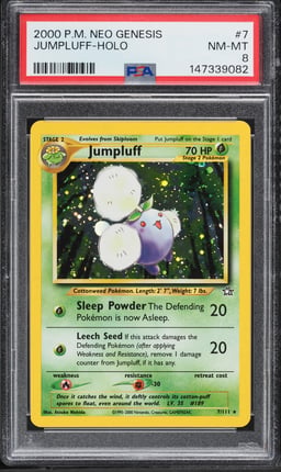 2000 Pokemon Neo Genesis Holo Jumpluff #7 PSA 8 NM-MT