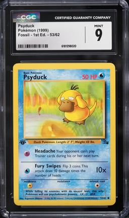1999 Pokemon Fossil 1st Edition Psyduck #53 CGC 9 MINT