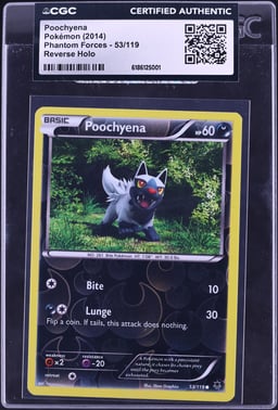 2014 Pokemon Phantom Forces Reverse Holo Poochyena #53 CGC AUTH