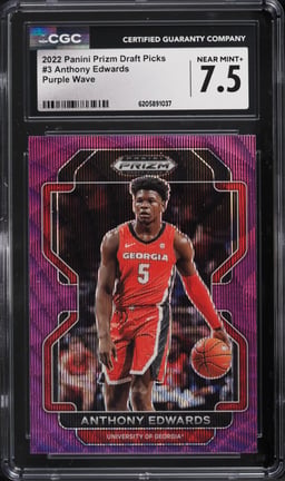 2022 Panini Prizm Draft Picks Purple Wave Anthony Edwards #3 CGC 7.5 NRMT+