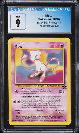 2000 Pokemon League Black Star Promo Mew #8 CGC 9 MINT