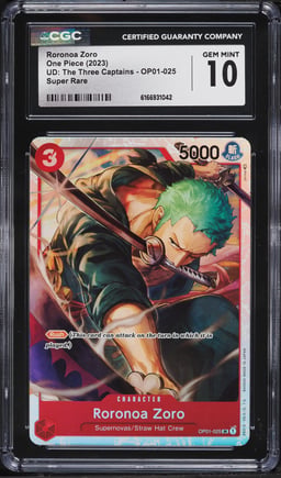 2023 One Piece The Three Captains SR Roronoa Zoro #OP01-025 CGC 10 GEM MINT
