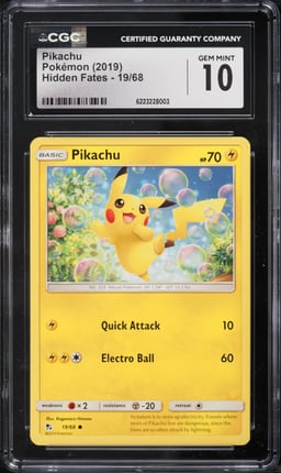 2019 Pokemon Sun & Moon Hidden Fates Pikachu #19 CGC 10 GEM MINT