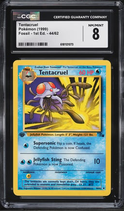 1999 Pokemon Fossil 1st Edition Tentacruel #44 CGC 8 NM-MT