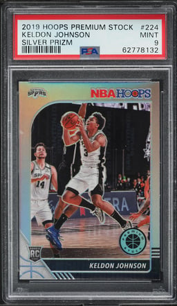 2019 Hoops Premium Stock Silver Prizm Keldon Johnson ROOKIE #224 PSA 9 MINT