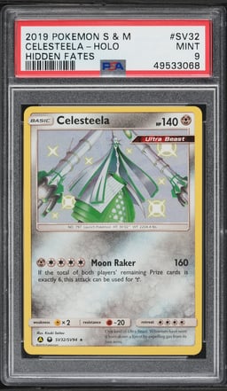 2019 Pokemon Sun & Moon Hidden Fates Shiny Celesteela #SV32 PSA 9 MINT