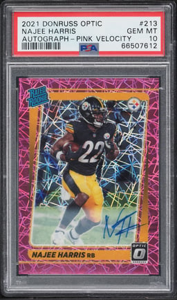 2021 Donruss Optic Pink Velocity Najee Harris ROOKIE AUTO /50 #213 PSA 10 GEM MINT