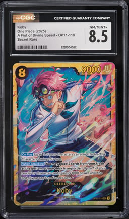 2025 One Piece A Fist Of Divine Speed SEC Koby #OP11-119 CGC 8.5 NM-MT+