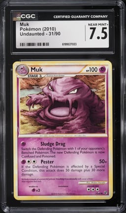 2010 Pokemon HeartGold & SoulSilver Undaunted Muk #31 CGC 7.5 NRMT+