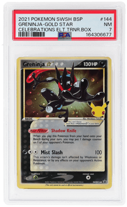 2021 Pokemon Sword and Shield Black Star Celebrations Elite Trainer Box Greninja Gold Star #SWSH144 PSA 7