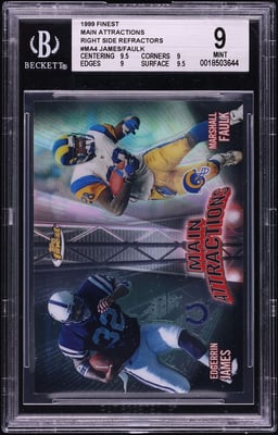 1999 Finest Main Attractions Right Side Ref Marshall Faulk Edgerrin James ROOKIE #MA4 BGS 9