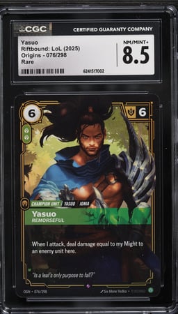 2025 Riftbound League Of Legends LoL Origins Yasuo #076 CGC 8.5 NM-MT+