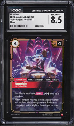 2026 Riftbound League Of Legends LoL Spiritforged Rumble #26 CGC 8.5 NM-MT+