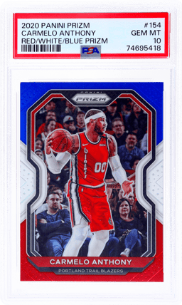 2020 Panini Prizm Red White and Blue Prizm Carmelo Anthony #154 PSA 10