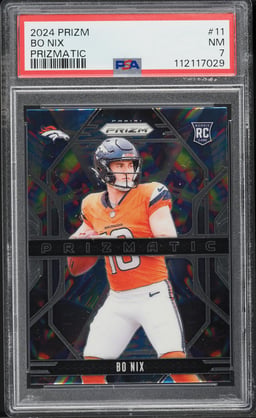 2024 Panini Prizm Prizmatic Bo Nix ROOKIE #11 PSA 7 NRMT