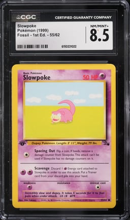 1999 Pokemon Fossil 1st Edition Slowpoke #55 CGC 8.5 NM-MT+