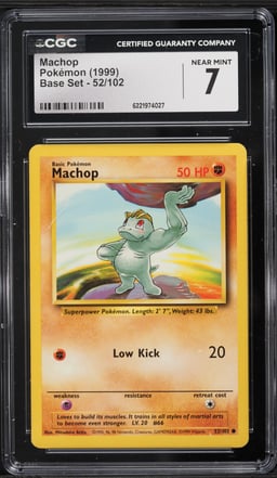 1999 Pokemon Base Set Machop #52 CGC 7 NRMT