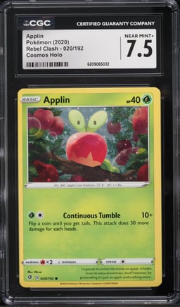 2020 Pokemon Sword & Shield Rebel Clash Cosmos Holo Applin #20 CGC 7.5 NRMT+