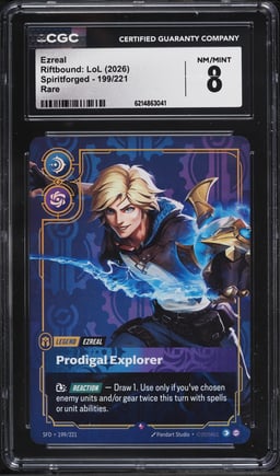 2026 Riftbound League Of Legends LoL Spiritforged Ezreal #199 CGC 8 NM-MT