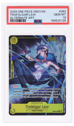 2026 One Piece Extra Booster Heroines Edition Alternate Art Trafalgar Law #EB03-062 PSA 10