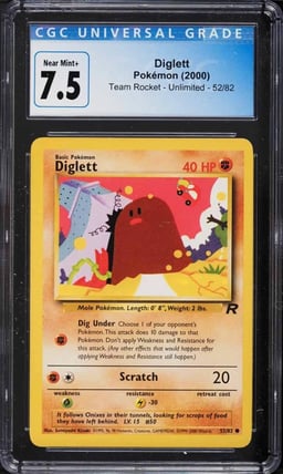 2000 Pokemon Team Rocket Diglett #52 CGC 7.5 NRMT+