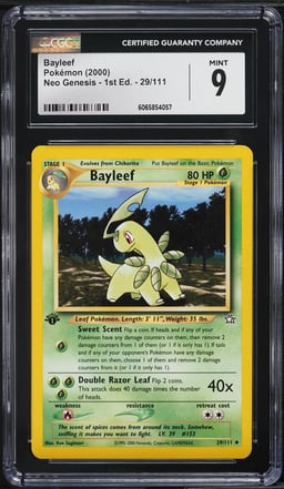 2000 Pokemon Neo Genesis 1st Edition Bayleef #29 CGC 9 MINT