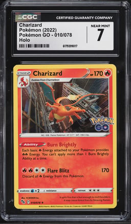 2022 Pokemon Sword & Shield Pokemon GO Holo Charizard #10 CGC 7 NRMT