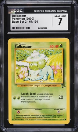 2000 Pokemon Base Set 2 Bulbasaur #67 CGC 7 NRMT