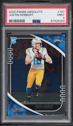 2020 Absolute Football Justin Herbert ROOKIE #167 PSA 9 MINT