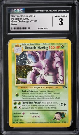 2000 Pokemon Gym Challenge Holo Giovanni's Nidoking #7 CGC 3 VG