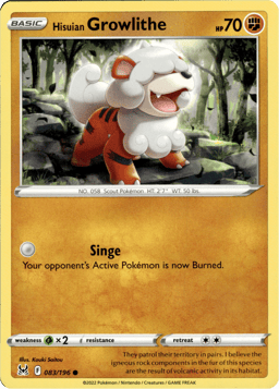 2022 Hisuian Growlithe #83 Lost Origin