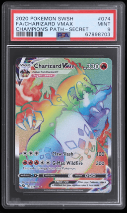 2020 Pokemon Sword and Shield Champion's Path Secret Rare Charizard Vmax #74 PSA 9