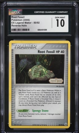 2006 Pokemon EX Legend Maker Reverse Holo Root Fossil #80 CGC 10 GEM MINT