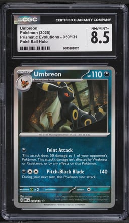 2025 Pokemon Scarlet & Violet Prismatic Evolutions Poke Ball Holo Umbreon #59 CGC 8.5 NM-MT+