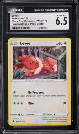 2021 Pokemon Sword & Shield Promo Fusion Strike 3-Pack Blister Eevee #SWSH175 CGC 6.5 EXMT+