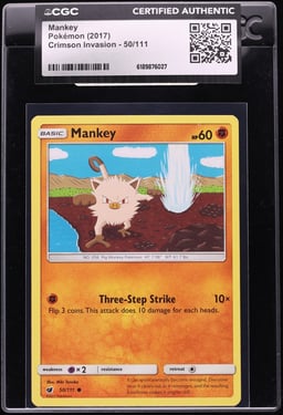 2017 Pokemon Sun & Moon Crimson Invasion Mankey #50 CGC AUTH