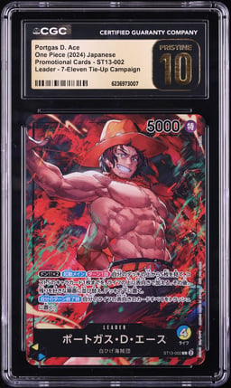 2024 One Piece Japanese Promo 7-Eleven Tie-Up Leader Portgas D. Ace #ST13-002 CGC 10 PRISTINE