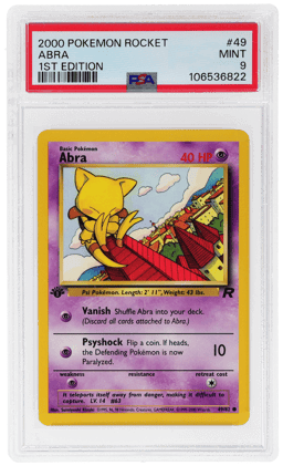 2000 Pokemon Team Rocket 1st Edition Abra #49 PSA 9