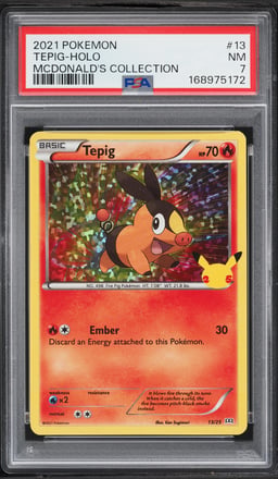 2021 Pokemon Sword & Shield McDonald's Collection Confetti Holo Tepig #13 PSA 7 NRMT