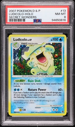 2007 Pokemon Diamond & Pearl Secret Wonders Holo Ludicolo #13 PSA 8 NM-MT