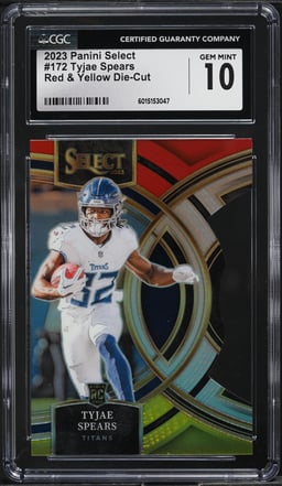 2023 Select Premier Red & Yellow Die-Cut Tyjae Spears ROOKIE #172 CGC 10 GEM