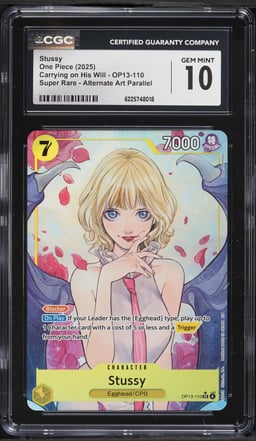 2025 One Piece Carrying On His Will SR Alt Art Stussy #OP13-110 CGC 10 GEM MINT