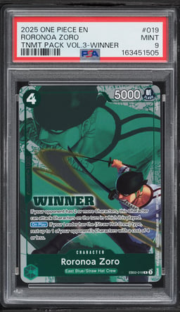 2025 One Piece Tournament Pack Vol. 3 Winner Alt Art Roronoa Zoro #EB02-019 PSA 9 MINT