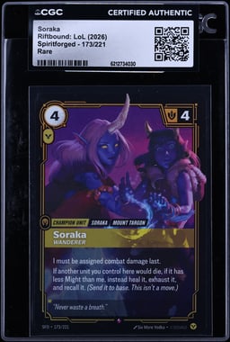 2026 Riftbound League Of Legends LoL Spiritforged Soraka #173 CGC AUTH