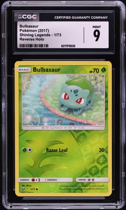 2017 Pokemon Sun & Moon Shining Legends Reverse Holo Bulbasaur #1 CGC 9 MINT