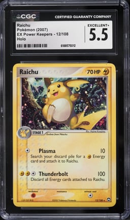 2007 Pokemon EX Power Keepers Holo Raichu #12 CGC 5.5 EX+