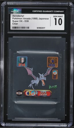 1998 Pokemon Japanese Amada Super DX Clear Aerodactyl #D39 CGC 10 GEM MINT