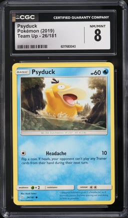 2019 Pokemon Sun & Moon Team Up Psyduck #26 CGC 8 NM-MT