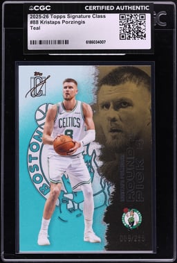 2025 Topps Signature Class Teal Kristaps Porzingis /225 #88 CGC AUTH