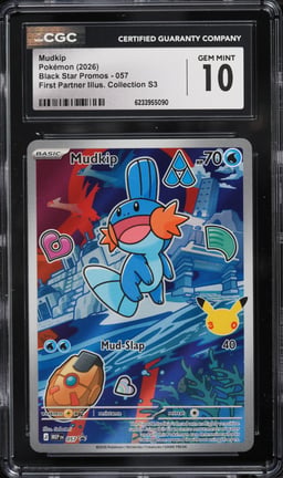 2026 Pokemon Mega Promo First Partner Illustration S3 Full Art Mudkip #57 CGC 10 GEM MINT